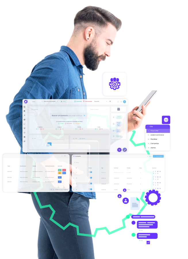 Interfaz del CRM de Raptor con ficha 360° del cliente